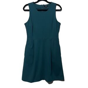 Madewell Green Sleeveless Pleated With Pockets Classic Career Office Dress SizeM